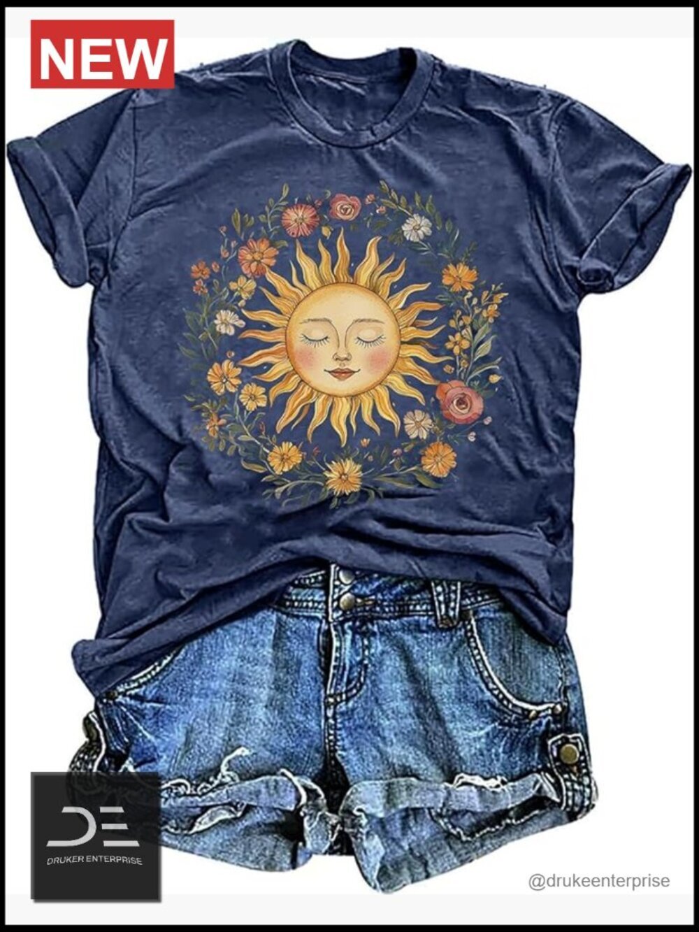 Boho Spiritual Sun T-Shirt Women Vintage Hippie Floral Graphic Tee